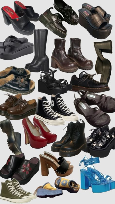 Shoes 2000s, 2000s Shoes, Dr Shoes, Funky Shoes, Funky Outfits, Aesthetic Shoes, Swag Shoes, Swaggy Outfits, Pretty Shoes