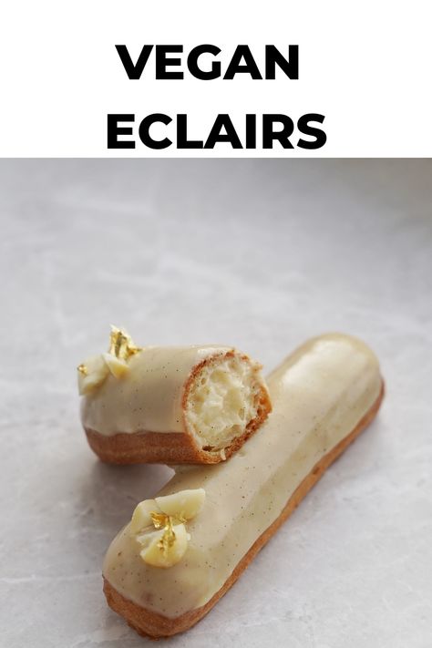 Looking for a fun and creative vegan dessert? Look no further than these gluten free and vegan eclairs! ✨ They're easy to make and endlessly customizable.  #vegandesserts #glutenfree #eclairlove #plantbasedliving #dessertrecipes Vegan Eclairs, Eclairs Recipe, Eclair Recipe, How To Temper Chocolate, Eclair Cake, Cooking Courses, Vegan Dessert, Pastry Bag, Pastry Shop