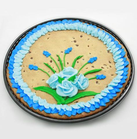 #3 Blue Rose Decorated Message Cookie | Hy-Vee Aisles Online Grocery Shopping Giant Cookie Cake, Cookie Cake Ideas, Message Cookies, Big Cookies, Giant Cookies, Cookie Cake Decorations, Cookie Cake Designs, Giant Chocolate Chip Cookie, Cookie Cake Birthday