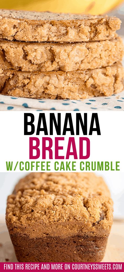 This Banana Bread with Coffee Cake Crumble is like two delicious desserts in one! Perfect for dessert or with your breakfast tea or coffee. Coffee Cake Banana Bread Recipe, Coffee Cake Crumble, Coffee Cake Banana Bread, Cake Crumble, Chocolate Mousse Cheesecake, Banana Coffee Cakes, Homemade Strawberry Sauce, Banana Coffee, Easy Gluten Free Desserts