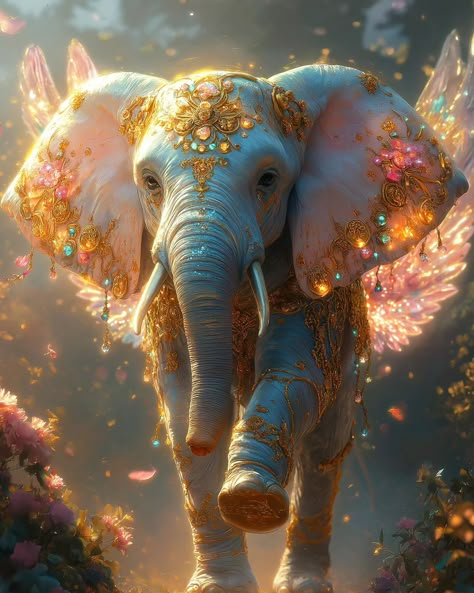 Cute Mythical Animals, Elephant With Wings, Pretty Fairies, Spiritual Elephant, Fantasy Elephant, Reading Photos, Fantasy Wings, Elephants Photos, Elephant Pictures