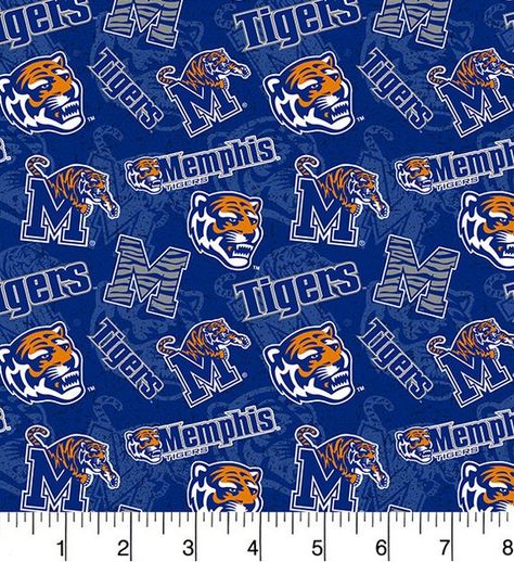 University of Memphis Cotton Fabric Tone on Tone Design-100% cotton fabric-Sold by the Yard-Newest Football Fabric, University Of Memphis, Memphis Tigers, Cut Fat, College Logo, College Team, Phone Background, Tone On Tone, Cotton Quilting Fabric