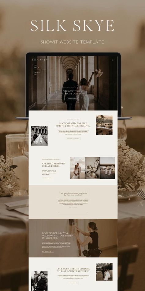 This Aesthetic Showit template is perfect for photographers, wedding planners, ... and other creatives who want a timeless, luxurious and minimalistic website. Find Showit photography website, modern Showit website, and elegant showit website. This easy to customize Showit website template was designed by Wonderlik Webdesign. Grab it today! Minimalistic Website, Luxury Web Design, Luxury Website Design, Design Vision Board, Wedding Photographer Website, Elegant Website Design, Photographer Website Design, Sleek Typography, Wedding Planner Website