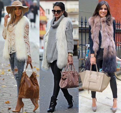 How to Wear a Fur Vest? Interesting Outfit Ideas White Fur Vest Outfit, Fur Vest Outfit Fall, Faux Fur Vests Outfits, Kendall Jenner Kylie Jenner, Gilet Outfit, Fur Vest Outfits, White Fur Vest, Brown Fur Vest, Vest Outfits For Women