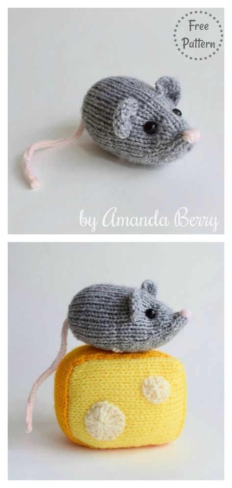 Nibbles the Mouse Free Knitting Pattern Knitted Mice Patterns Free, Knit Mouse Pattern Free, Mouse Knitting Pattern, Knitted Mouse, Knitting Projects Free, Knitted Dolls Free, Knitted Stuffed Animals, Alpaca Toy, Amigurumi Knitting