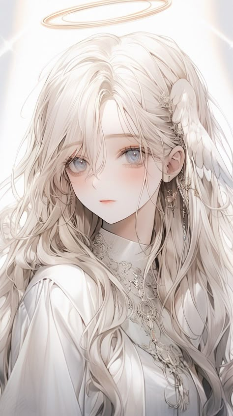 Anime angel, White hair, Angel White Hair, Female Anime Characters, My Generation, Smart Women, Anime Angel, White Hair, Angel, Hair, Anime