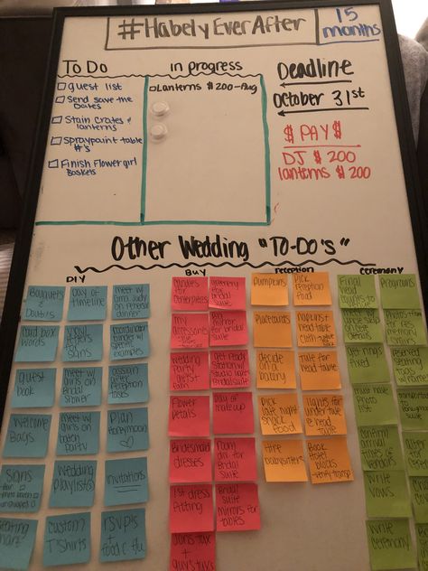 The easiest way to plan a wedding is to be ORGANIZED! I was soooo stressed at first. Then my fiancé and I sat down and made ourself deadlines and broke down all of our “to-do’s”. #wedding #planner #weddingplanning #weddingplanningchecklist #diybride #octoberweddingideas Wedding Planning Board, Wedding Planning Boards, Wedding Planning Organizer, Wedding To Do List, Diy Wedding Planning, Wedding Binder, Planning Board, Wedding Activities, Planning Wedding