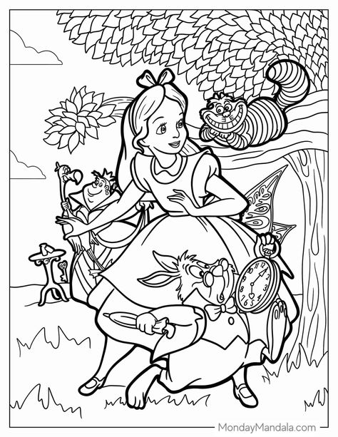 Disney Princess Coloring Sheets Free Printable, Alice Coloring Pages, Alice In Wonderland Coloring Pages Free Printable, Alice In Wonderland Colouring Pages, Disney Coloring Sheets For Adults, Adult Disney Coloring Pages, Cute Cartoon Coloring Pages, Disney Colouring In Pages, Free Coloring Pages Printables Disney