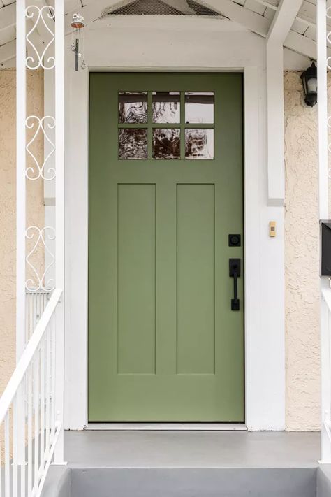 2023 Paint Color Trends Front Door, Front Door On Tan House, Moss Green Front Door, Blue Green Front Door Colors, Green Front Door Colors, Front Door 2023, Entry Door Colors, Exterior Front Door Colors, Green Front Door