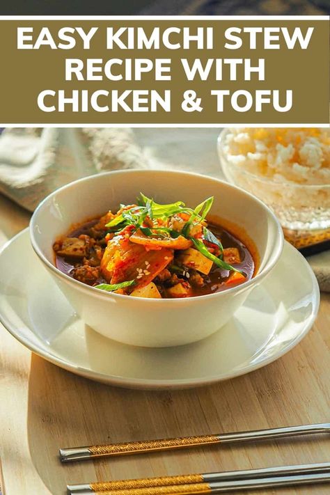 Looking for the best kimchi stew recipe with chicken and tofu ? kimchi stew recipe, kimchi jjigae, kimchi stew, kimchi jjigae recipe, jjigae recipe, kimchi chigae recipe, kimchi tofu stew, tofu kimchi soup, korean kimchi stew, kimchi chicken stew, korean food recipes #easyrecipe #dinnerrecipes #cookingforone #30minutemeals #singleserving #recipeforone #foodrecipes #onedishkitchen Korean Kimchi Stew, Kimchi Jjigae Recipe, Kimchi Soup Recipe, Kimchi Stew Recipe, Tofu Kimchi, Chicken Kimchi, Traditional Kimchi, Cooking For One Recipes, Kimchi Chicken