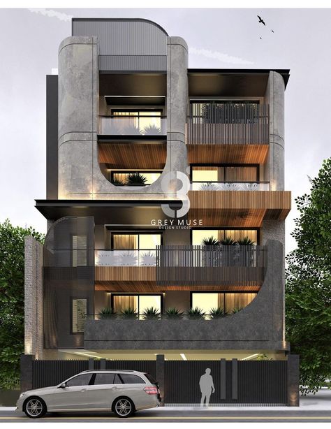 4storey Building Elevation, Stilt Plus 4 Floors Elevation, Stilt + 3 Elevation, Unique Exterior Design, 3 Storey House Design Modern Architecture, Builder Floor Elevation, 4 Storey Building Elevation, 4 Floor Building Elevation Modern Style, Modern Elevation Design