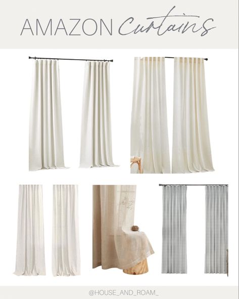 Neutral curtains from amazon Best Curtains For Living Room Amazon, Cream Color Curtains Living Room, Ivory Linen Curtains, Cream Drapes Living Room, Best Linen Curtains On Amazon, Best Amazon Drapes, Expensive Looking Curtains, Curtains For Neutral Bedroom, Amazon Curtain Rods