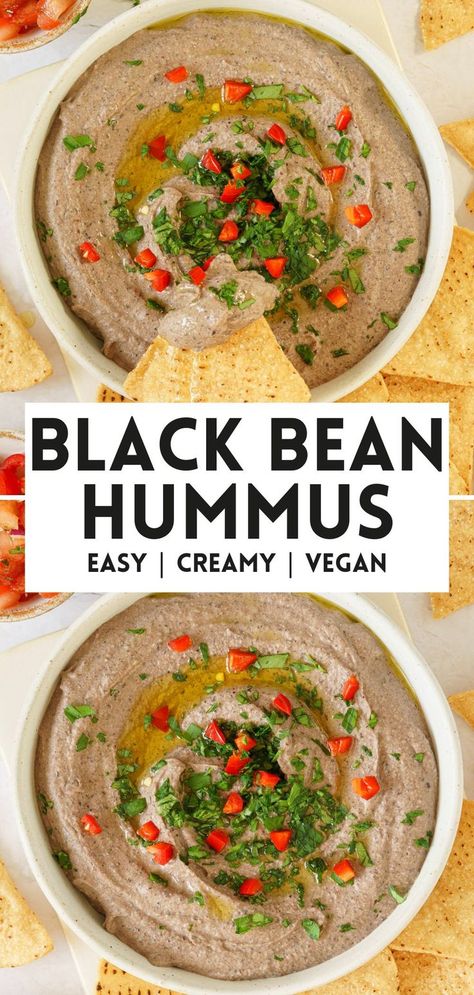 Black Bean Hummus Black Bean Hummus Recipe, Hummus Without Tahini, Black Bean Hummus, Bean Hummus, Low Calorie Vegan, Black Bean Dip, Extra Protein, Healthy Appetizer Recipes, Hummus Recipe