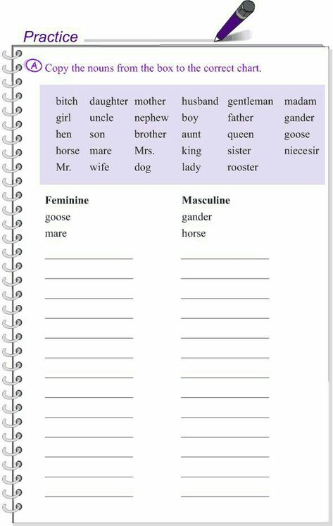 Gender Worksheet Grade 4, Gender Worksheets For Grade 2, Gender Worksheet, Grade 4 Grammar, Gender Nouns, English Grammar Exercises, English Grammar For Kids, Reading Comprehension Kindergarten, Grammar For Kids