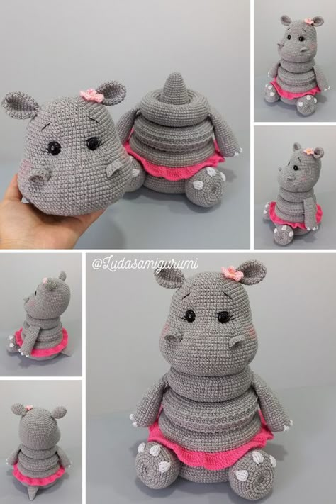 Hippo stacking toy crochet pattern, amigurumi safari animal nursery decoration, ring tower tutorial, Stackable crochet toy pattern #stackablecrochettoypattern #crochet #crochettoy #crochettoys 1.842 Stacking Toy Crochet, Baby Stacking Toys, Yarn Toys, Safari Animal Nursery, Hippo Toy, Crochet Nursery Decor, Crochet Hippo, Crochet Pattern Instructions, Crochet Nursery