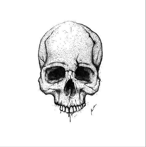 Schädel aus vielen punkten. Skull Dotwork Tattoo, Front Facing Skull Tattoo, Fineline Skull Tattoo, Stipling Drawings Easy, Easy Skull Tattoos, Skull Pointillism, Skull Design Drawing, Dot Art Tattoo, Skull Tattoo Drawing