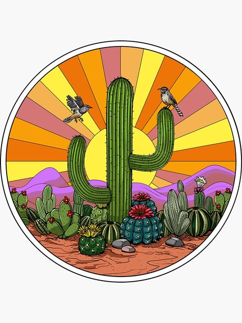 Pegatina «Desierto de Cactus Hippie» de underheaven | Redbubble Mother Earth Art, Cactus Graphic, Cactus Poster, Cactus Tattoo, Cactus Stickers, Mexican Hat, Cactus Desert, Festival Shirt, Music Festival Poster