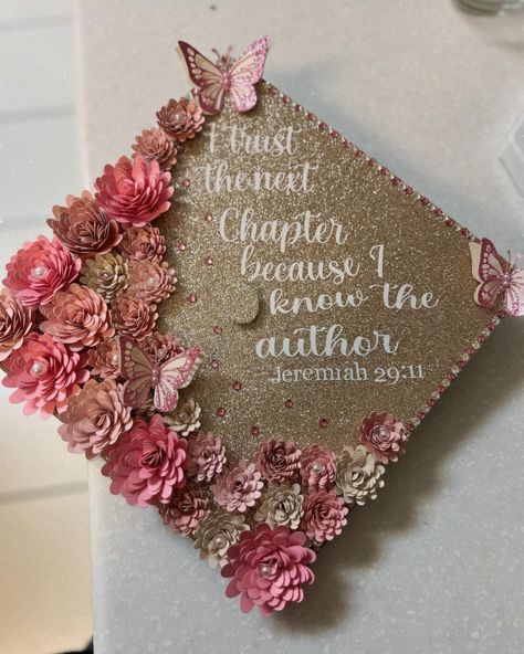 My daughters Graduation cap customized by me ❤️ Bible Verses For Graduation Caps, Bible Graduation Cap, Graduation Cap Designs Bible Verse, Graduation Bible Verses, 2 Timothy 1 7, Grad Cap Ideas, Graduation Cap Ideas, Graduation Cap Toppers, Graduation Cap Designs