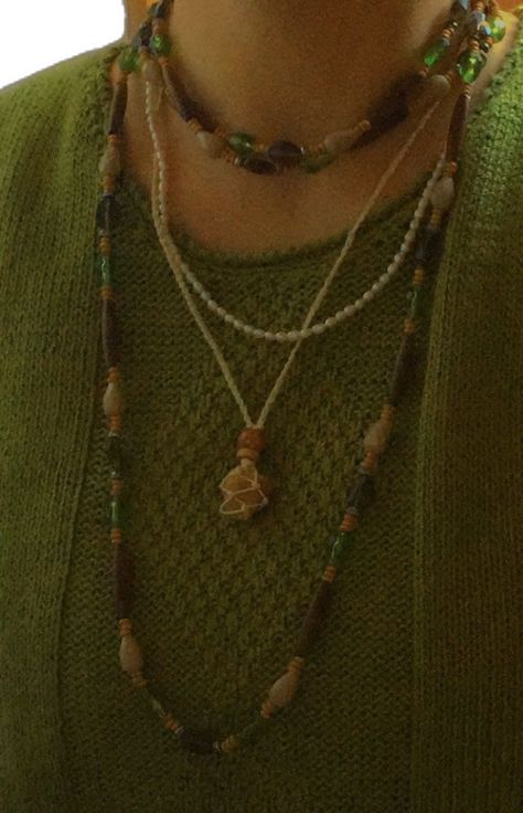 Hippy Necklaces Aesthetic, 70’s Necklaces, Hippy Beaded Jewelry, 70s Aesthetic Jewelry, Indie Earthy Aesthetic, Artsy Jewelry Aesthetic, Hippie Accessories Jewellery, 70s Hippie Jewelry, Boho Aesthetic Jewelry