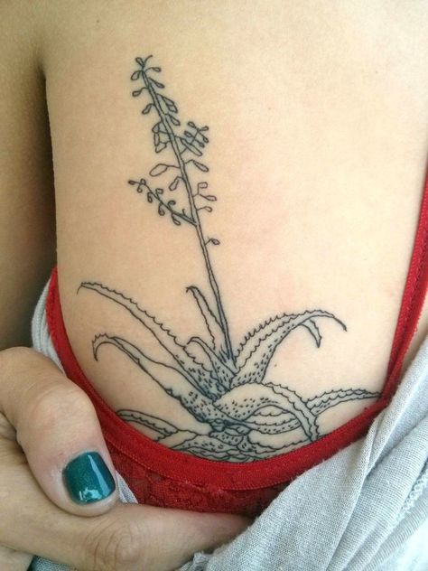 Flower Plant Tattoo, Aloe Flower, Party Tattoos, Handpoke Tattoo, Plant Tattoo, Poke Tattoo, Dainty Tattoos, Time Tattoos, Friend Tattoos