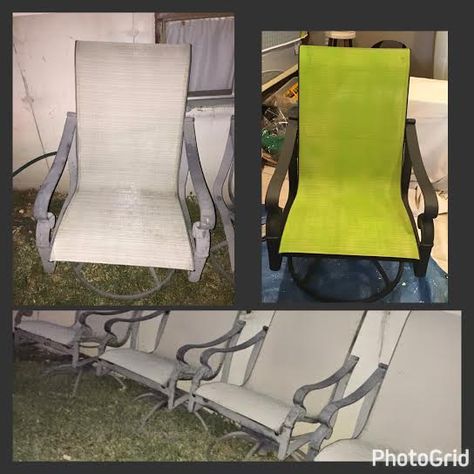 I was on a swap site close to my home and noticed a set of patio chairs for sale.  I knew these had potential to look great again.  They looked to be an expensi… Paint Patio Chairs, Painting Plastic Chairs, Painting Patio Furniture, Paint Patio, Upcycle Chair, Upcycle Storage, Accent Wall Stencil, Painted Patio, Outside Furniture