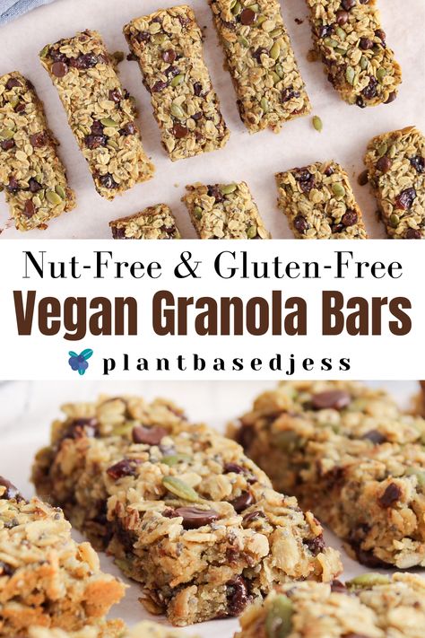 Nut Free Breakfast Bars, Nut Free Granola Bars, Nut Free Breakfast, Gluten Free Granola Bars, Vegan Granola Bars, Vegan Energy Bars, Nut Free Granola, Easy Granola Bars, Nut Free Snacks