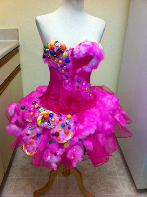 Cotton Candy Dress. Another one of Brandon Barker's fabulous creations.                                                                                                                                                                                 More Katy Perry Costume, Cotton Candy Dress, Candy Girls, Candy Cotton, Candy Costumes, Candy Ideas, Fantasy Fest, Food Costumes, Candy Dress