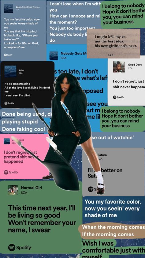 Sza wallpaper?? #sza #lyrics #szalyrics #fyppppp #gooddays #killbill J Cole Lyrics Quotes, Sza Lyrics, Sza Collage Wallpaper, J Cole Lyrics, Sza Songs, Rnb Aesthetic, Sza Singer, Ipad Essentials, Music Poster Design