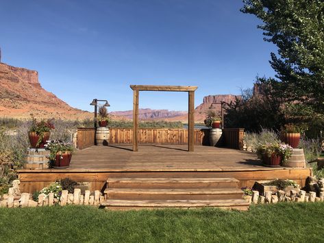 Our ceremony and reception will take place at Red Cliffs Lodge! The ceremony will be held outside on the wedding deck. Colorado River, Gazebo, Wedding Planning, Colorado, Outdoor Structures, Cabin, Red