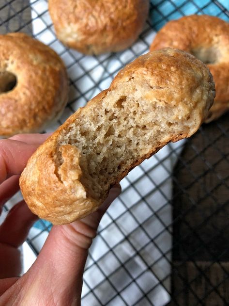 This is the best Paleo bagel recipe! These healthy bagels are made with cassava flour and they're gluten free, dairy free, yeast free, nut free and easily made Vegan. They have an authentic, chewy bagel texture - perfect for filling those grain free bagel cravings. #paleobagel #grainfree #cassavaflour #veganbagel Healthy Bagels, Paleo Bagels, Bagels Healthy, Make Bagels, Healthy Bagel, Cassava Flour Recipes, Easy Keto Bread Recipe, Vegan Bagel, Gluten Free Bagels