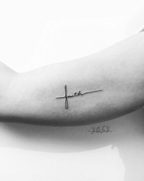 Faith And Patience Tattoo, Cross Faith Tattoo, Faith Cross Tattoos For Women, Feminine Christian Tattoos, Cross Faith Tattoos For Women, Saved By Grace Tattoo With Cross, Cross Tattoo Danty, Faith Tattoo Ideas For Women, Christian Minimalist Tattoo