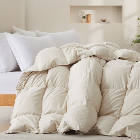 Featuring with premium 95% Goose Feathers Fiber, 5% White Goose Down like wrapping yourself up in a cloud, 92% Polyester 8% Nylon cover feels more soft, this comforter is ideal for all year around use. White Down Comforter, Feather Comforter, Down Comforters, Goose Feather, White Goose, Goose Feathers, Down Comforter, Bedding Stores, Construction Design