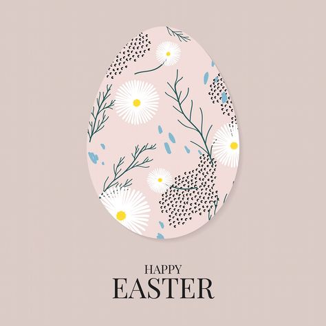 Floral Happy Easter template design vector | premium image by rawpixel.com / Sasi Easter Illustration Design, Easter Images Free, Funny Easter Cards, Easter Graphic Design, Easter Bunny Template, Festival Paint, Easter Frame, Happy Easter Sign, Easter Templates