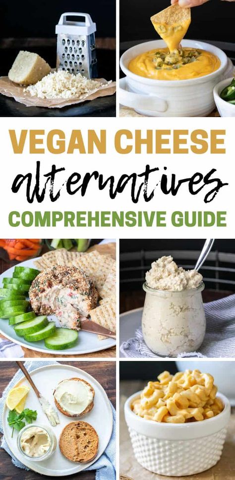 This comprehensive list of cheese alternatives for vegans will keep all dairy free eaters happy and satisfied. You won't be missing dairy with so many options! Dairy Free Cheese Alternatives, Sliceable Vegan Cheese, Cheese Substitute Dairy Free, Vegan Cheese That Melts, Non Dairy Cheese, Vegan Nachos Cheese, Cheese Alternative, Vegan Tiramisu, Cheese Alternatives