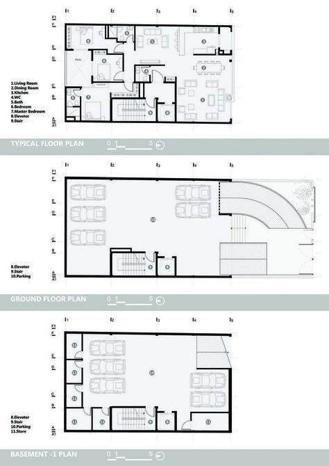 Apartments Plans Architecture, Modern Apartment Plans Architecture, Four Apartment Building Plan, Apartment Block Floor Plan, Appartment Buildings Floor Plans, Residential Apartment Architecture Plan, Residential Building Plan Apartments, Apartment Parking, Apartment Exterior Design