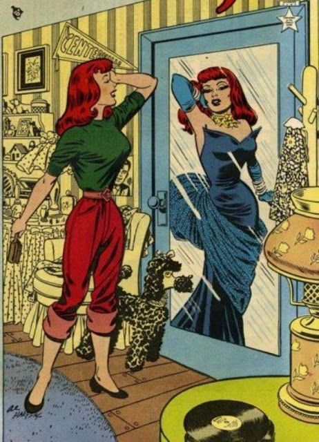 MariLon - The New Old : Vintage Mesdames In The Mirror Patsy Walker, Retro Comic Art, Marvel Ladies, Comic Pop Art, Golden Age Comics, Cool Places, Retro Comic Book, Vintage Pop Art, Pop Art Girl