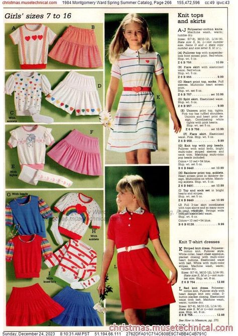 1984 Montgomery Ward Spring Summer Catalog, Page 266 - Catalogs & Wishbooks 80s Fashion Kids, 1980s Outfits, 80s Inspired Outfits, 1980s Kids, Vintage Girls Clothes, Vintage Kids Clothes, 80s Outfit, Montgomery Ward, 1980s Fashion