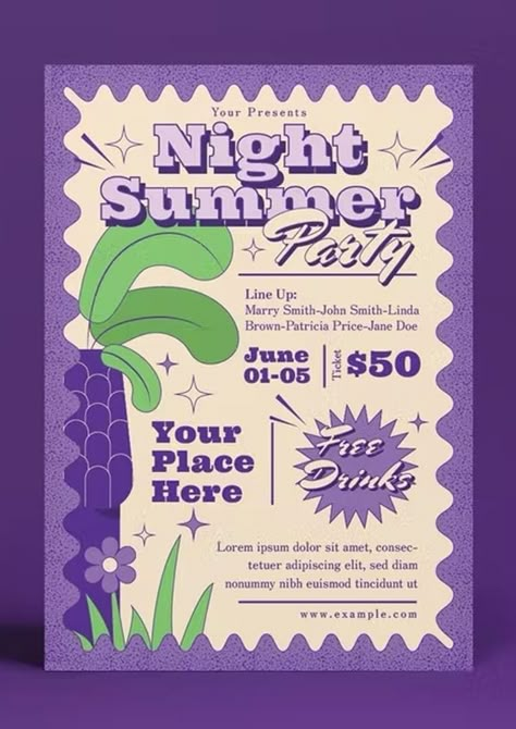 Event Poster Design Inspiration, Summer Party Flyer, Event Poster Template, Desain Buklet, Flyer Design Layout, Business Poster, Banner Web, Night Summer, Party Flyer Template