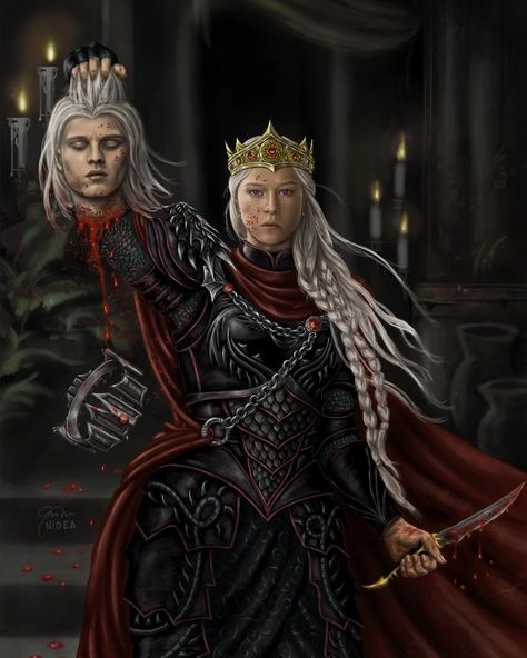 Jan Person Lankin Nidea | The usurper is dead “Tell my half-brother that I’ll have my throne, or I’ll have his head” “I will rain down fire and blood upon him… | Instagram Queen Rhaenyra, The Iron Throne, Game Of Thrones Artwork, Dragon House, Game Of Thrones Dragons, A Dance With Dragons, Fire And Blood, Got Dragons, Targaryen Art