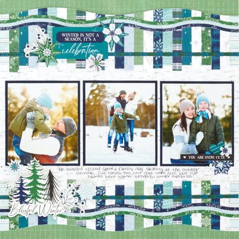 Photo Scrapbook Ideas, Winter Layout, Multi Photo Layouts, Winds Of Winter, Winter Scrapbook Layouts, Winter Scrapbooking, Winter Scrapbook, Custom Album Covers, Polar Lights