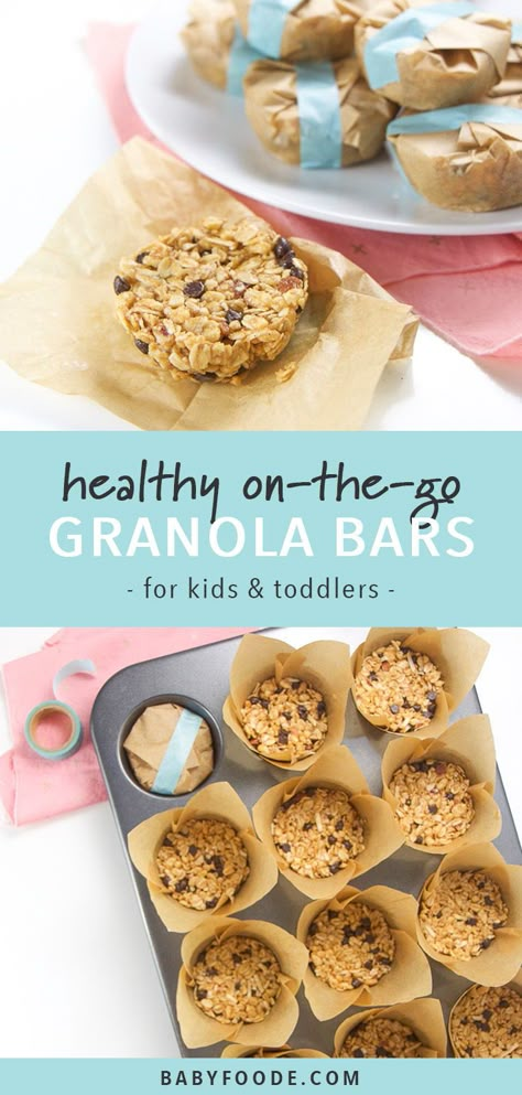 These healthy portable Granola Bars are a great snack for toddlers and kids. Made with old fashioned oats and rice cereal, these homemade granola bars are a quick and easy no-bake recipe that your kids will love! Pack them into a school lunch, in a backpack for an after school snack, or in your purse for a playdate treat. #granolabars #kidfriendly #healthsnacks #toddlers Snack For Toddlers, Old Fashioned Oats, Healthy Granola Bars, Healthy Toddler Snacks, Muesli Bars, Quick Healthy Snacks, Homemade Granola Bars, After School Snack, Kid Snacks