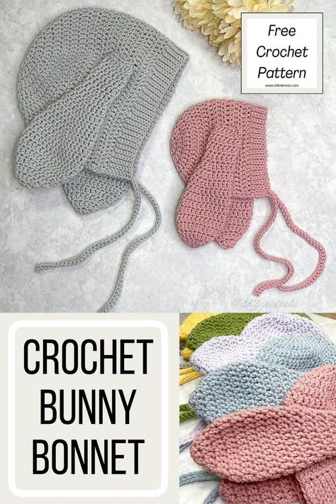 Use this free crochet pattern to crochet modern newborn bunny bonnet. Baby, children's and adult sizes are available in the pattern for purchase. Detailed instructions and photo tutorials are included to make it easy! Make this in time for spring and Easter babies. Crochet Newborn Outfits, Crochet Baby Cap, Bunny Bonnet, Crochet Baby Bonnet, Crochet Newborn, Crochet Bunny Pattern, Crochet Granny Square Blanket, Cap Patterns, Crochet Design Pattern