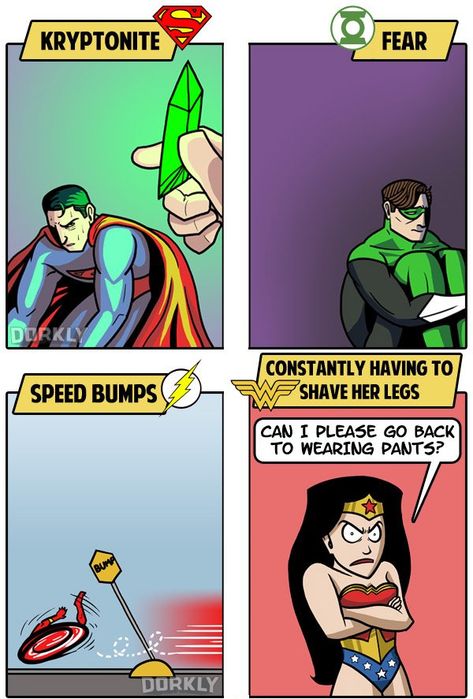 The Greatest Weaknesses of DC Comic Book Superheroes by Dorkly Dorkly Comics, Math Comics, Batman Meme, Dc Comics Funny, Univers Dc, Comic Book Superheroes, Dc Comic Books, Batman Funny, Dc Comics Superheroes