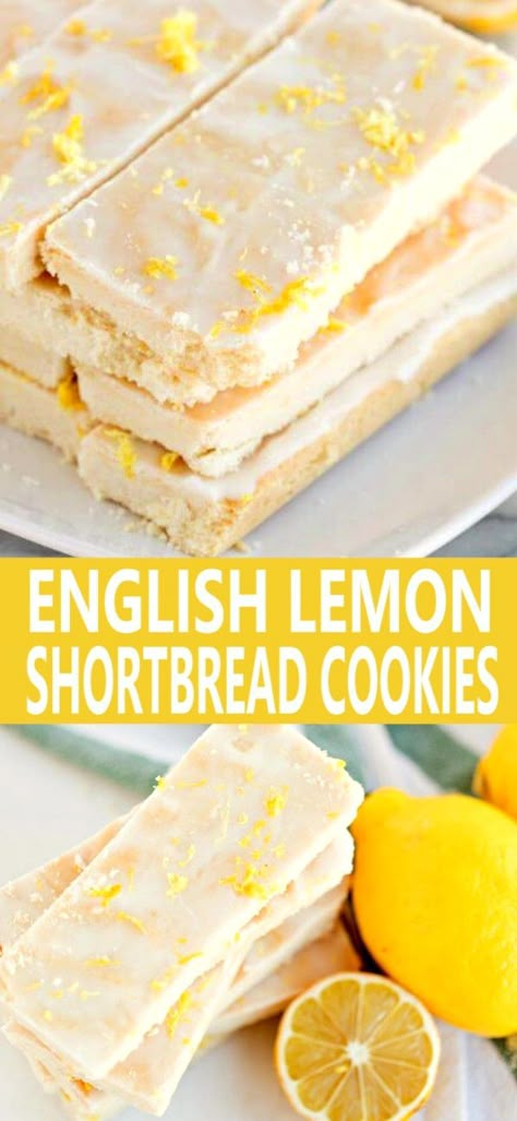 English Lemon Shortbread Strips are tender ,butter laden morsels that will have you begging for more. Chip Dips, Lemon Shortbread, Lemon Shortbread Cookies, Lemon Dessert Recipes, Lemon Cookies, Cookies Recipes, Lemon Desserts, Easter Dinner, Main Courses