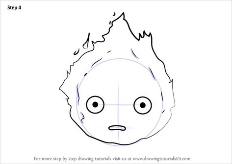 Learn How to Draw Calcifer from Howl's Moving Castle (Howl's Moving Castle) Step by Step : Drawing Tutorials Howls Moving Castle Drawing, Calcifer Drawing, Castle Drawing Easy, Calcifer Art, Howls Moving Castle Calcifer, Calcifer Howl's Moving Castle, Calcifer Tattoo, Howl's Moving Castle Calcifer, Studio Ghibli Crafts