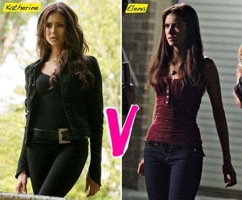 Katherine vs Elena Elena And Katherine, Elena Costume, Vampire Diaries Costume, The Vampire Diaries 3, Elena Gilbert, Halloween Looks, Fall Winter Outfits, Black Belt, Halloween Outfits