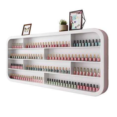 PRICES MAY VARY. ✧ Nail polish display stand on the wall of the nail salon: very suitable for use in nail salons, beauty shops or homes, and perfectly decorate your walls. Decorate beautiful shops and attract more customers. ✧ Large-capacity storage rack: 4-layer storage rack can fix your nail polish bottle, essential oil bottle, perfume bottle, perfume bottle and other cosmetics and cosmetic jars neatly on the wall. Large-capacity storage items, reasonable use of space。 ✧Wooden rectangular nail Storing Nail Polish, Salon Shelves, Nail Polish Display, Nail Polish Shelf, Cosmetics Display Stand, Lipstick Storage, Perfume Storage, Wall Nails, Nail Polish Rack