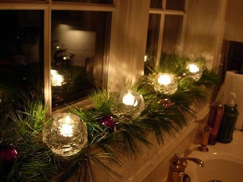 1000+ ideas about Window Sill Decor on Pinterest | Window Sill ... Bright Christmas Decorations, Christmas Window Decoration, Christmas Window Decorations, Christmas Mantel Decorations, Christmas Mantle, Kitchen Decorating, Christmas Mantels, Christmas Window, Mantel Decorations