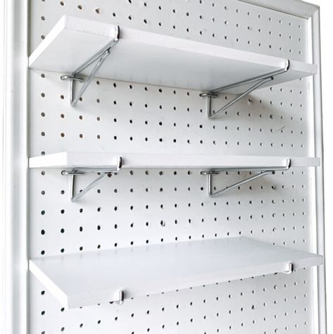 Pegboard Jars - Perfect for Organizing Your Craft Room or Garage - Set of 12 (Blue) - World Axiom Ltd. Pegboard Baskets, Black Pegboard, Peg Board Shelves, White Pegboard, Metal Pegboard, Pegboard Organization, Pegboard Accessories, White Shelves, White Stain