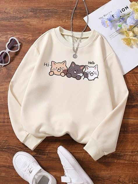 SHEIN Kids QTFun Girls Cartoon & Letter Graphic Pullover | SHEIN USA Shein Kids, Girls Sweatshirts, Stylish Hoodies, Cute Dress Outfits, Easy Trendy Outfits, Girls Cartoon, Simple Trendy Outfits, Girl Sweatshirts, Really Cute Outfits